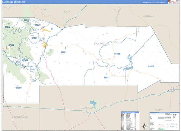 San Miguel County, NM Zip Code Map